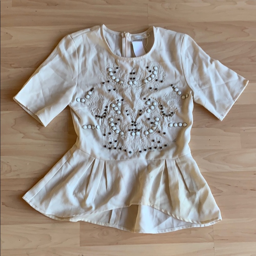 LF Milau cream preplum top